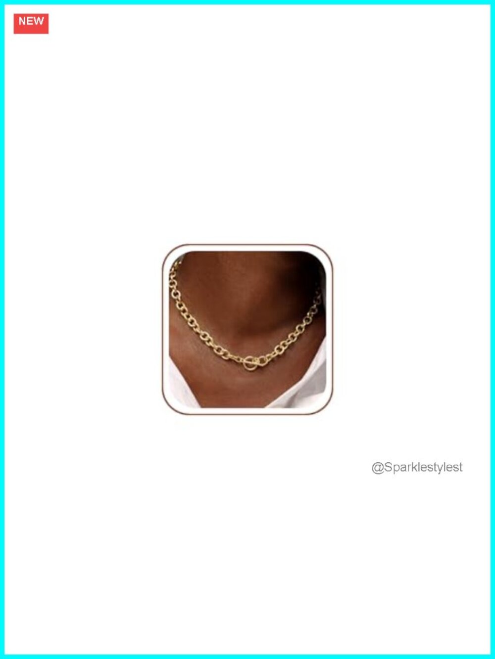 14K Gold Plated Chunky Toggle Clasp Necklace for Women Everyday Gift